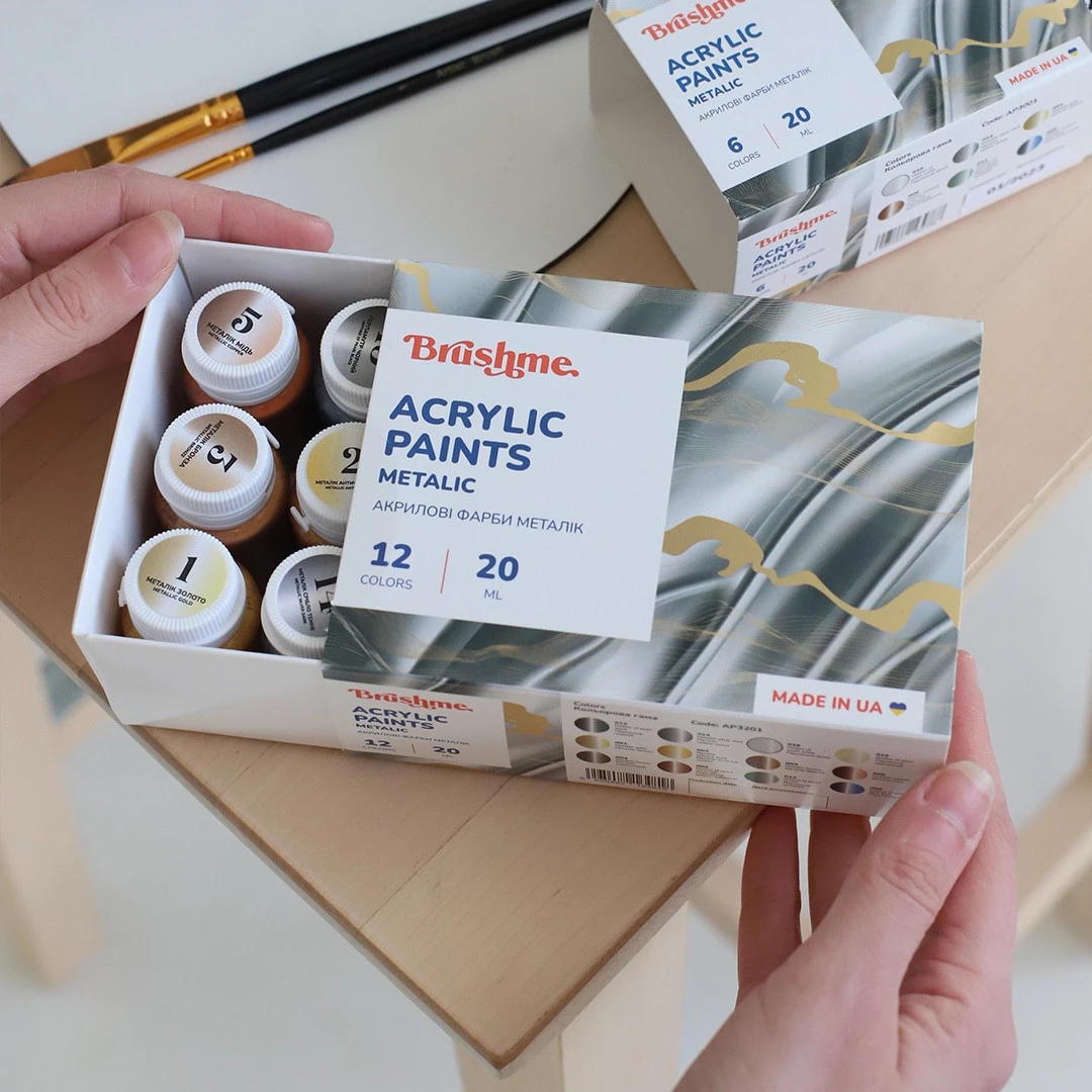 Акрилова фарба металік, вологостійка, 20мл, Набір 12 кольорів - 2