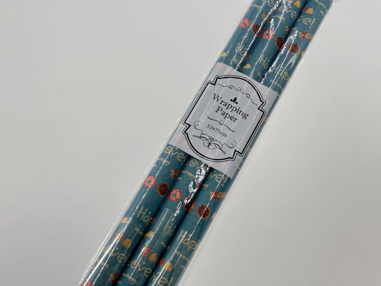 Бумага подарочная, 53х75см, С принтом «Happy Love», 3шт - 2