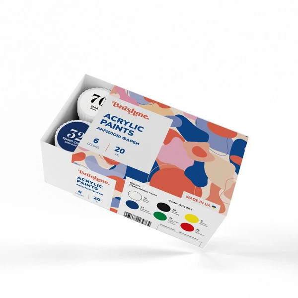 Акрилова фарба глянцева, 20мл, Набір 6 кольорів