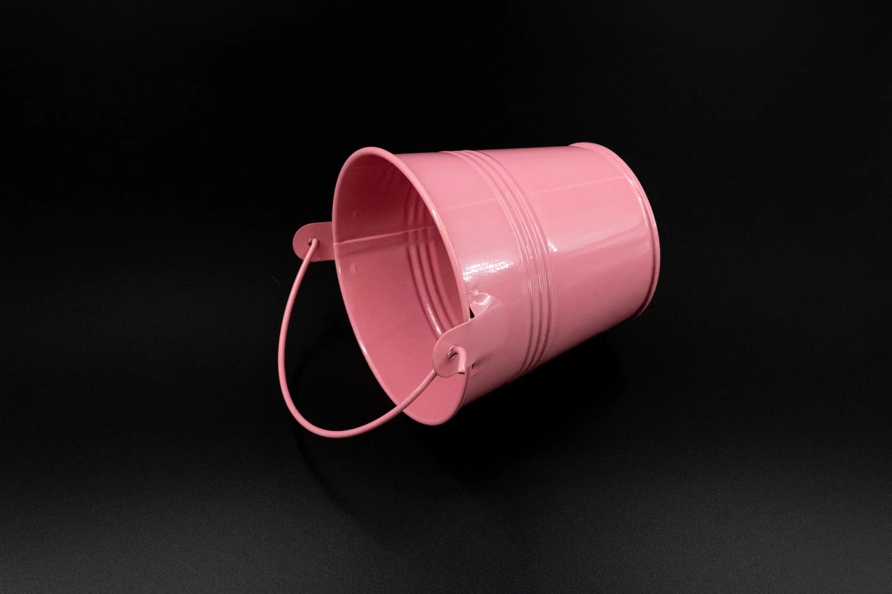 Ведерко декоративное металлическое, 9см, Цвет «светло-розовый»