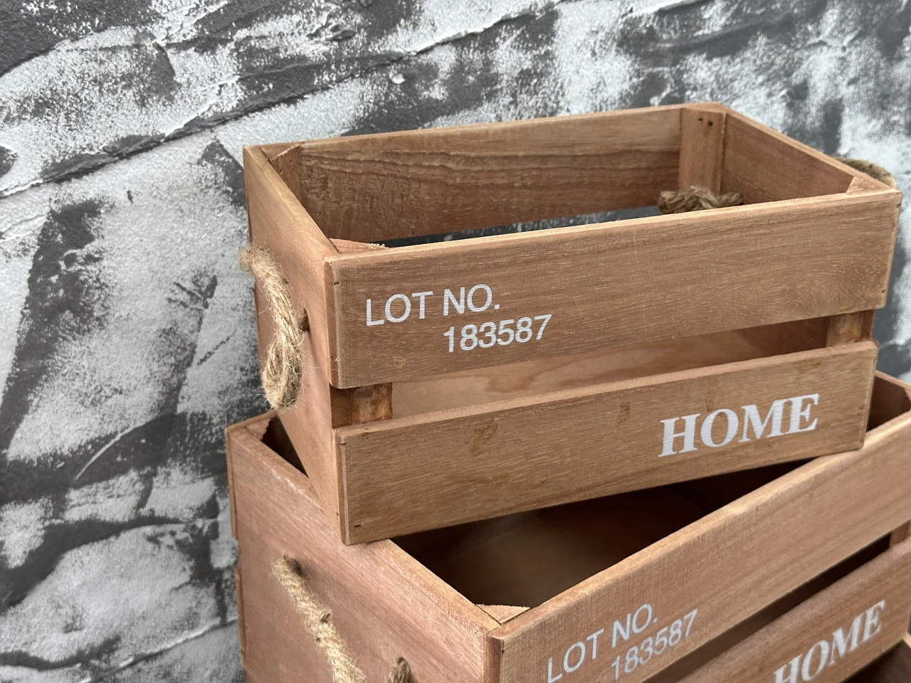 Ящик декоративний дерев'яний "Home", 35х25х17см, 3шт, Колір "коричневий" - 2