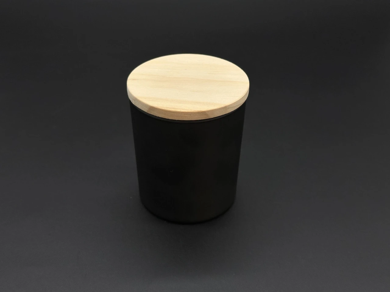 Скляна банка для свічок з дерев'яною кришкою, 85х65мм, Колір "чорний"