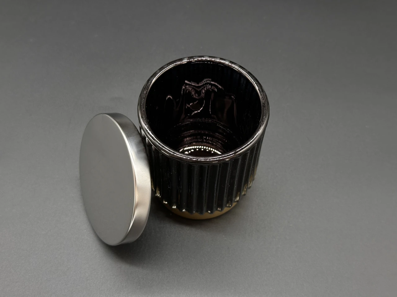 Стеклянная банка для свечей с металлической крышкой, 80х70мм, Цвет «черный» - 2