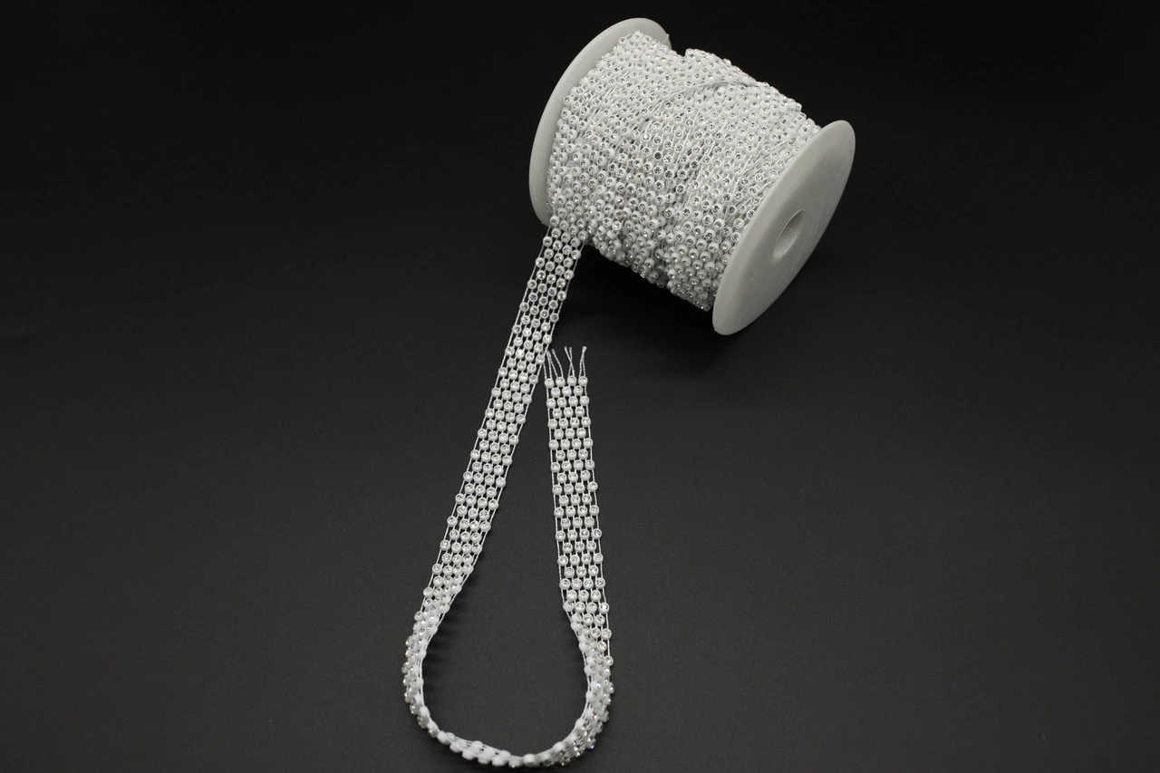 Лента из бусин, 14мм, Цвет «белый»