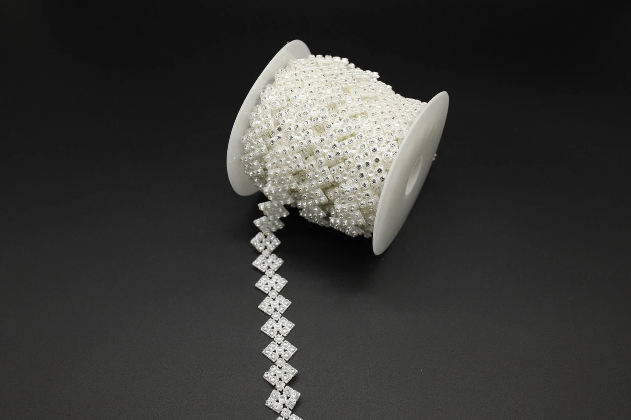 Лента из бусин, 18мм, Цвет «белый»