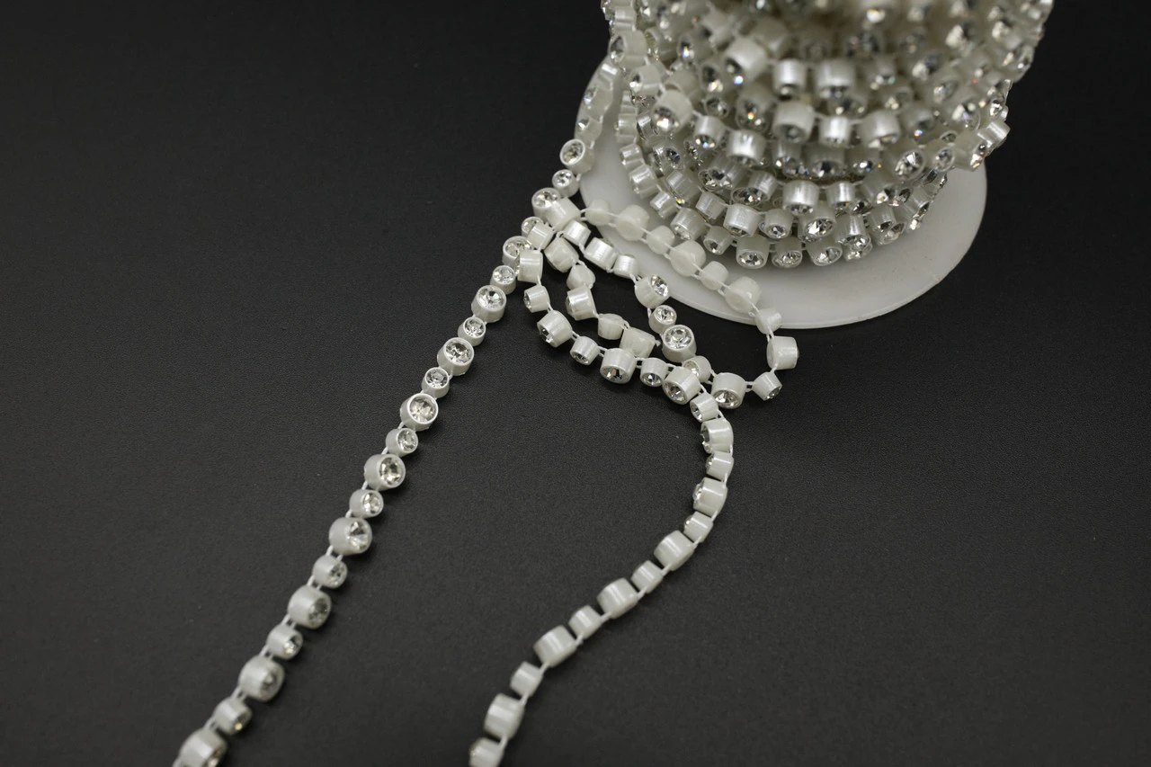 Лента из бусин, 6мм, Цвет «белый» - 2