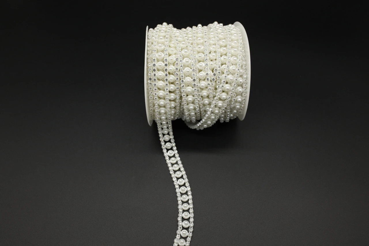 Лента из бусин, 13мм, Цвет «белый»