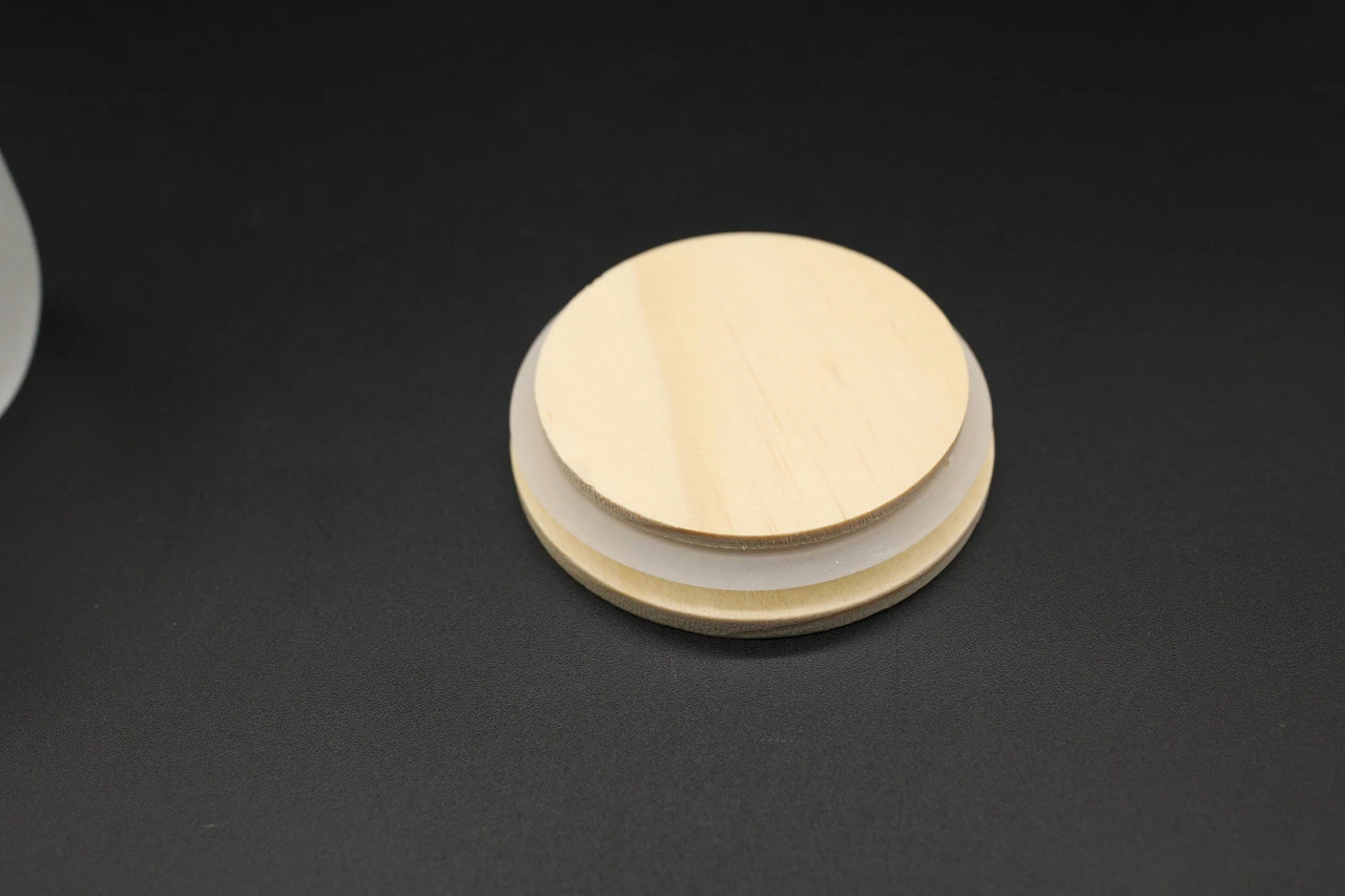 Скляна банка для свічок з дерев'яною кришкою, 86х67мм, Колір "білий", 150мл - 2