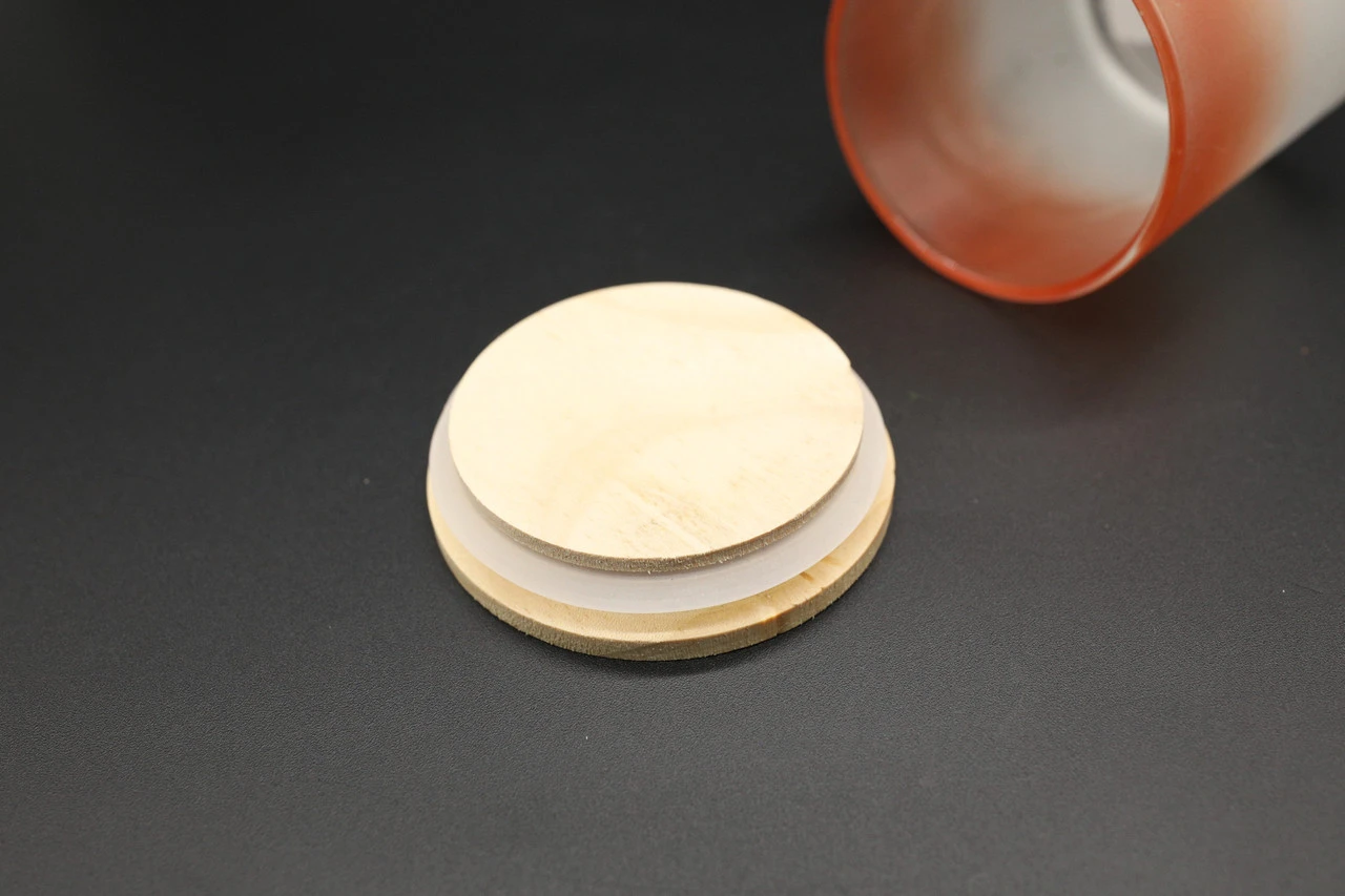 Скляна банка для свічок з дерев'яною кришкою, 82х71мм, Колір "оранжевий", 150 мл - 2