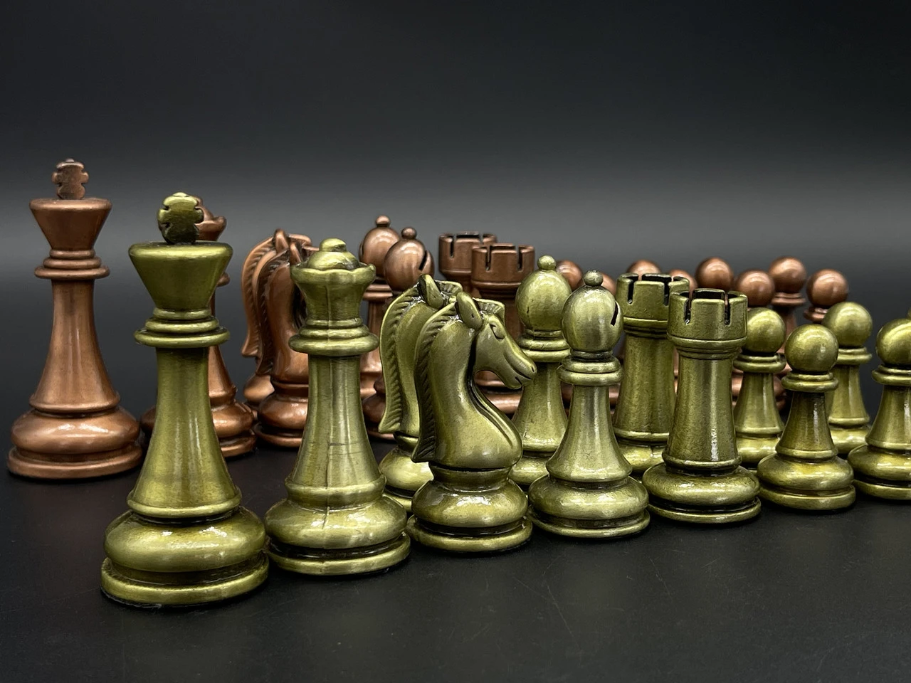 Комплект металевих шахових фігур, 32шт, Колір "метал"