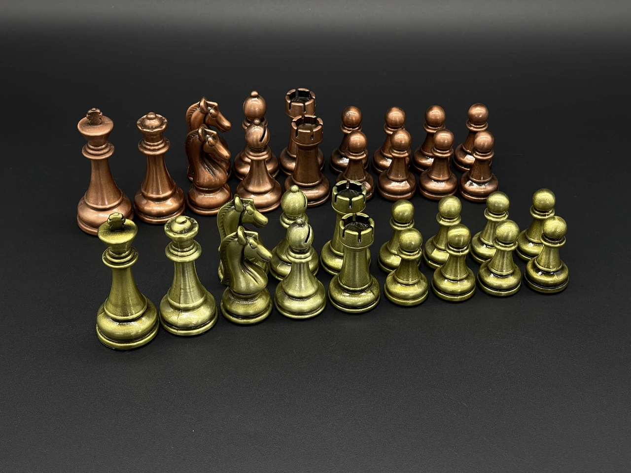 Комплект металевих шахових фігур, 32шт, Колір "метал" - 2