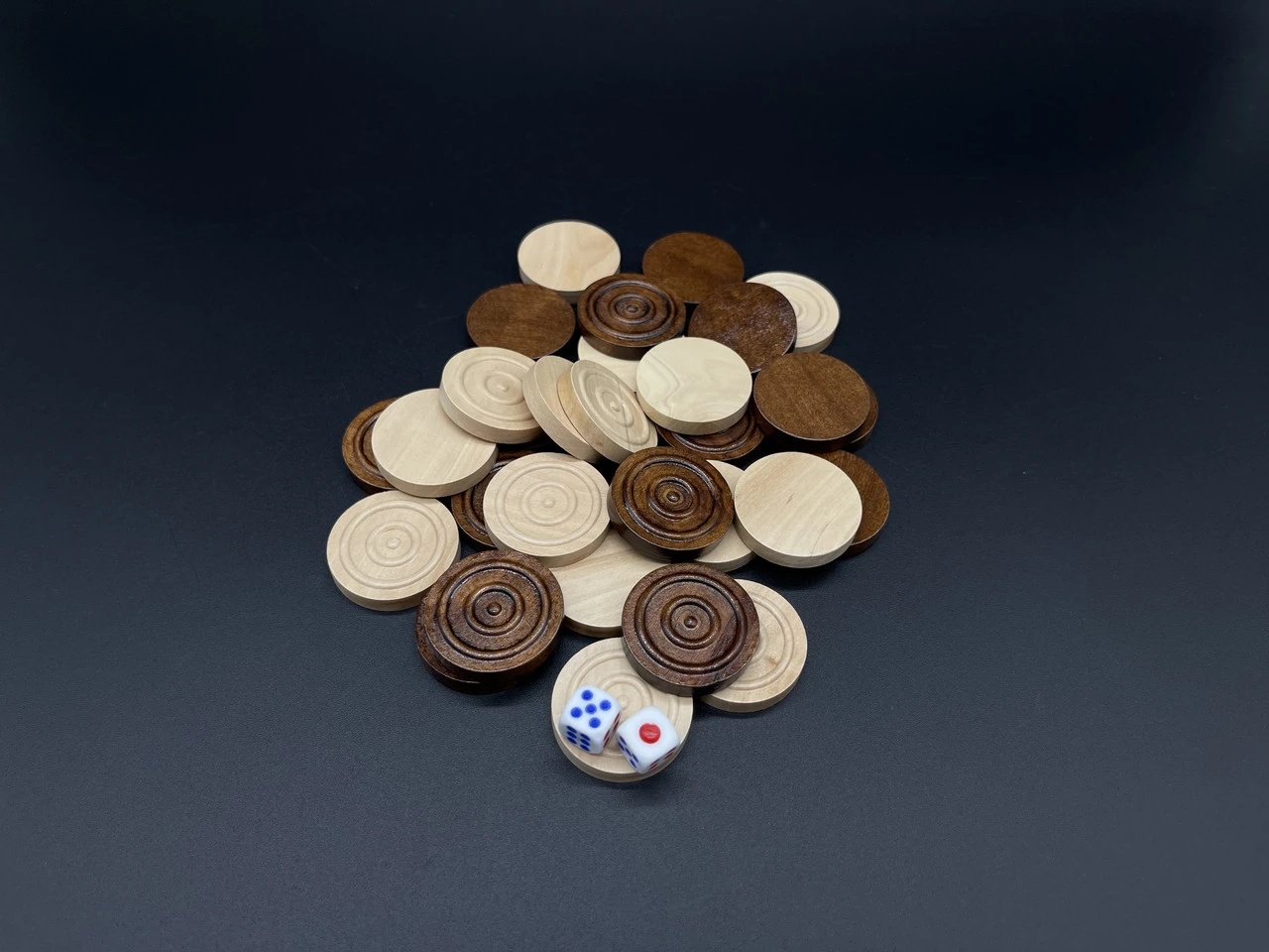 Комплект дерев'яних шашок, 30х6мм, 30шт, Колір "чорно-білий"