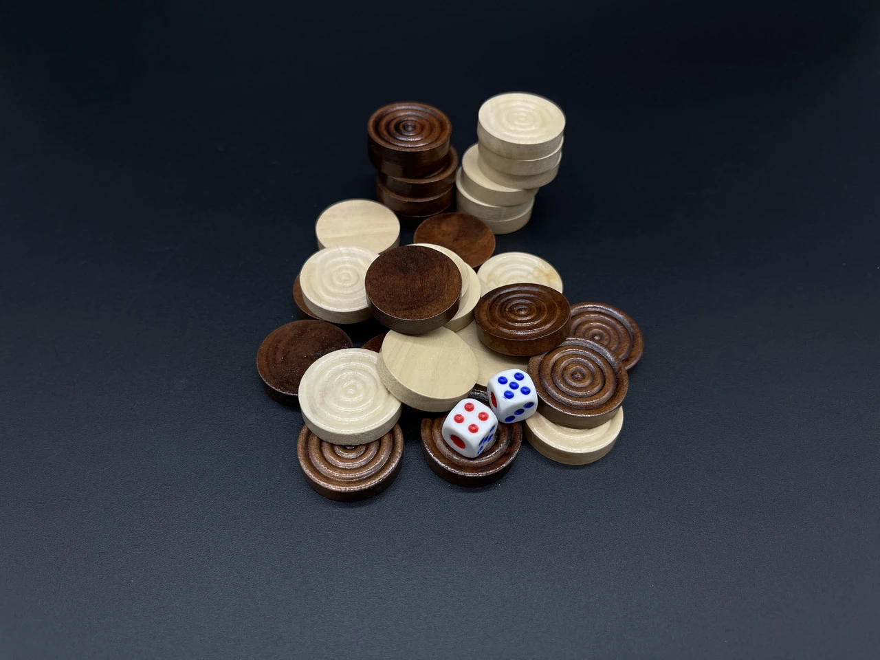 Комплект дерев'яних шашок, 25х6мм, 30шт, Колір "чорно-білий"