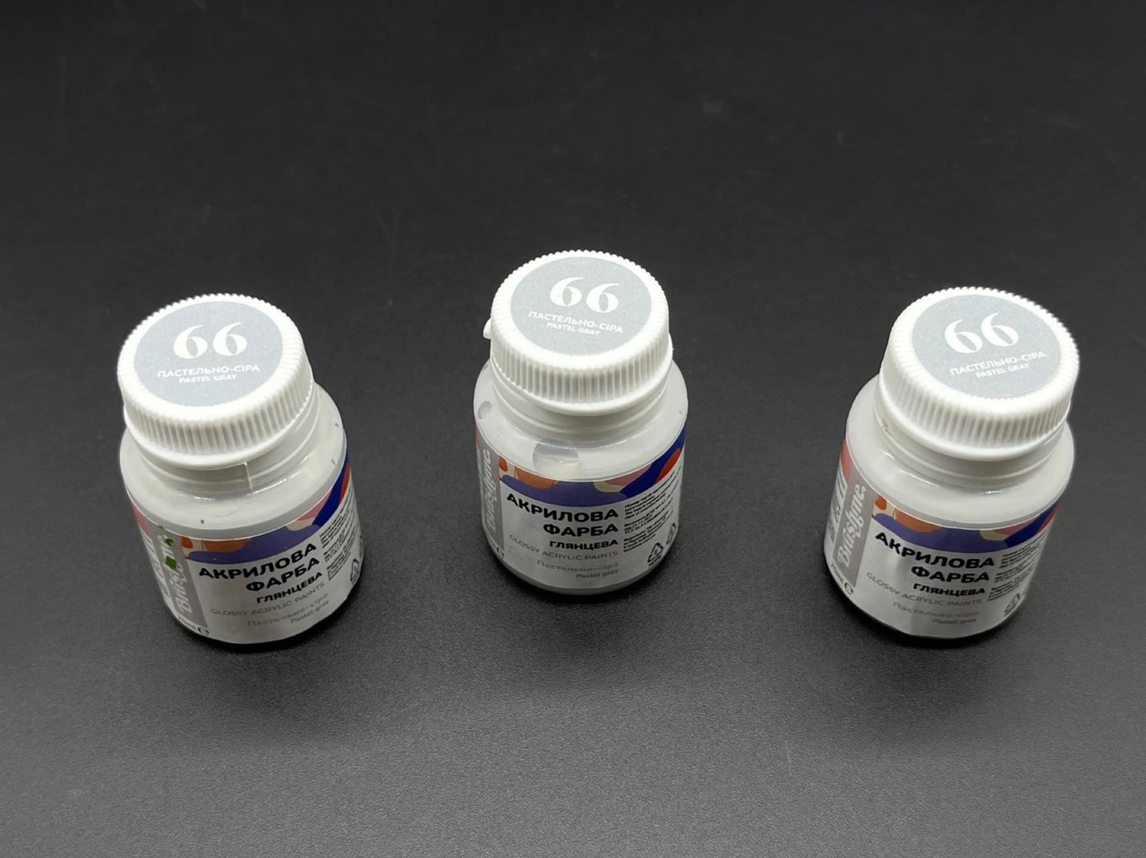 Акрилова фарба глянцева, вологостійка, 20мл, Колір "сірий"
