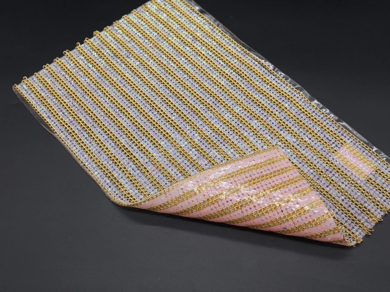 Стразовое полотно на силиконовой основе, 24х40см, Цвет «золотистый» - 2