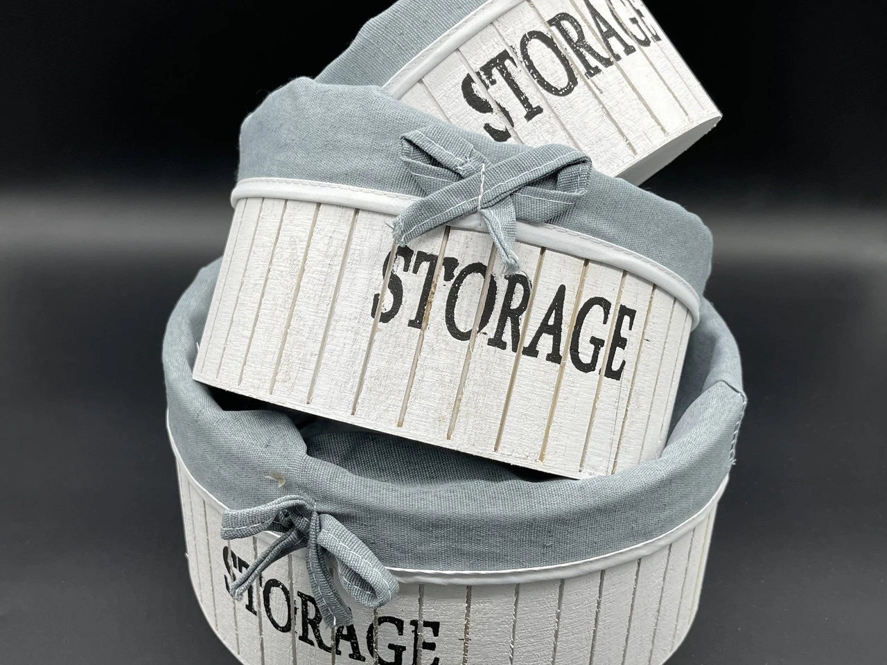 Ящик декоративний дерев'яний з тканиною, 23х11см, 3шт, Колір "білий"