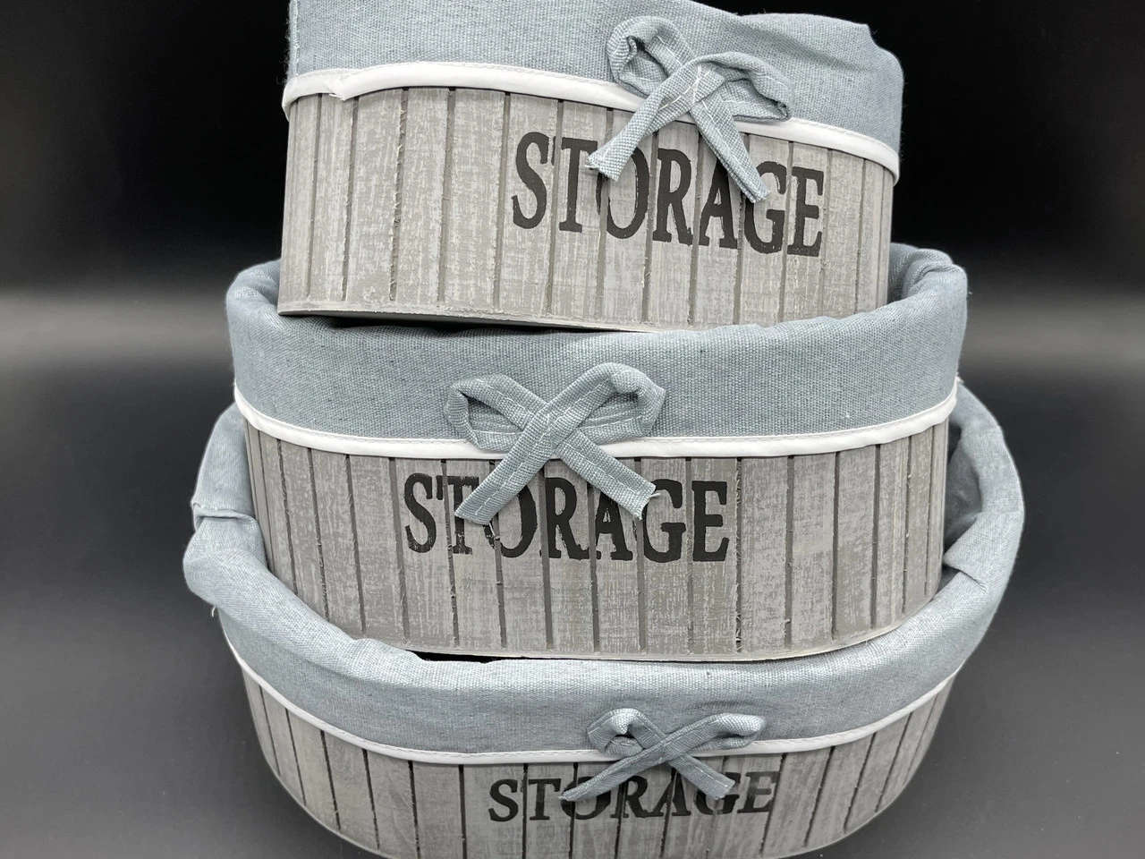 Ящик декоративний дерев'яний з тканиною, 27х18х11см, 3шт, Колір "білий"