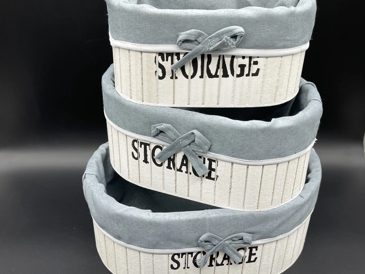 Ящик декоративний дерев'яний з тканиною, 27х18х11см, 3шт, Колір "білий"