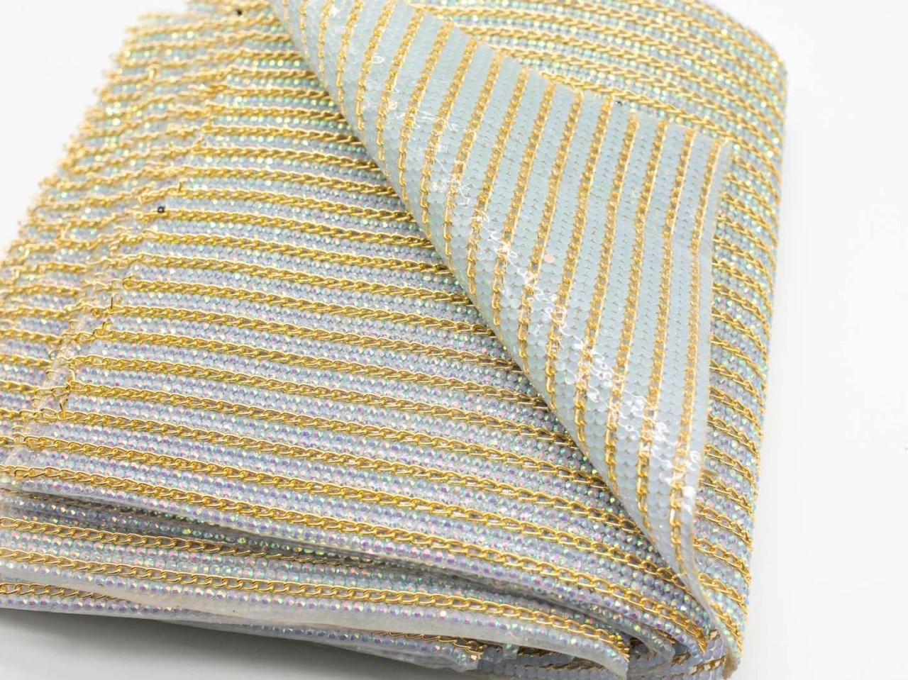Стразовое полотно на силиконовой основе, 24х40см, Цвет «золотистый»