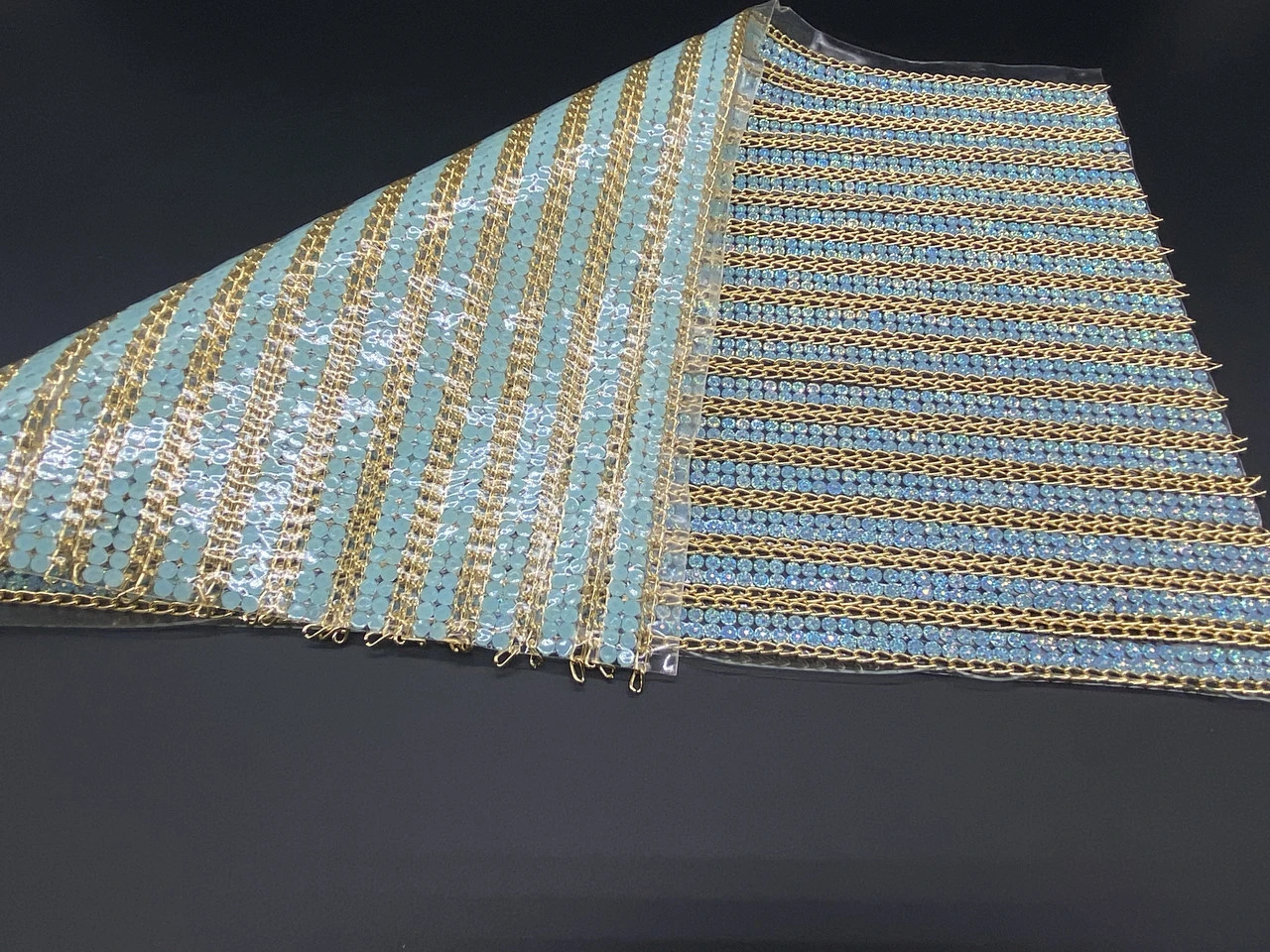 Стразовое полотно на силиконовой основе, 24х40см, Цвет «золотистый» - 2