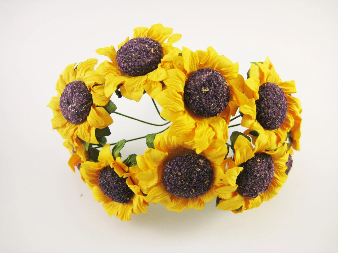 Квіти штучні на гілці, 10шт/пуч, соняшники, Колір "жовтий"