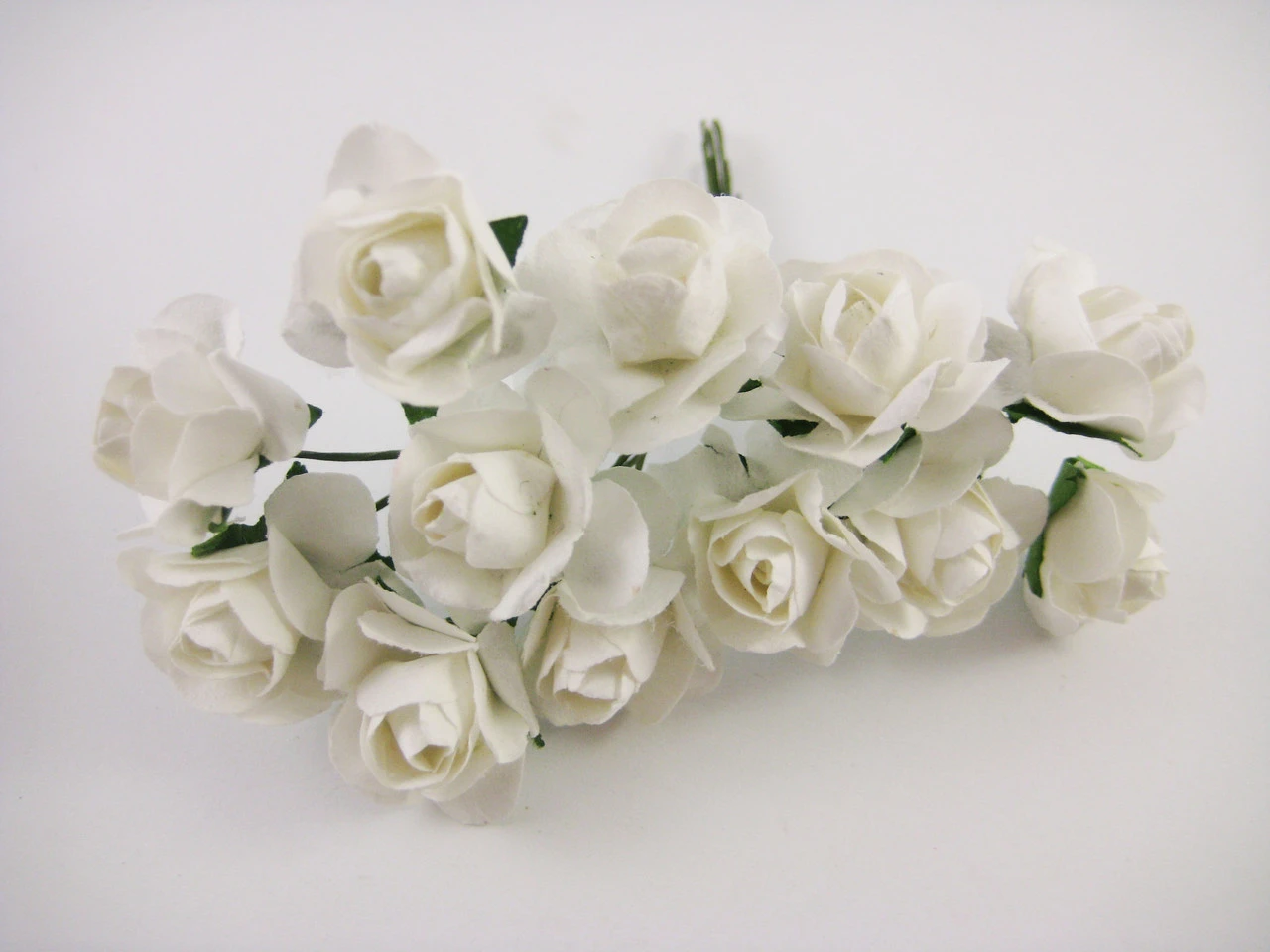 Квіти штучні на дроті, 12шт/пуч, Троянди, Колір "білий"