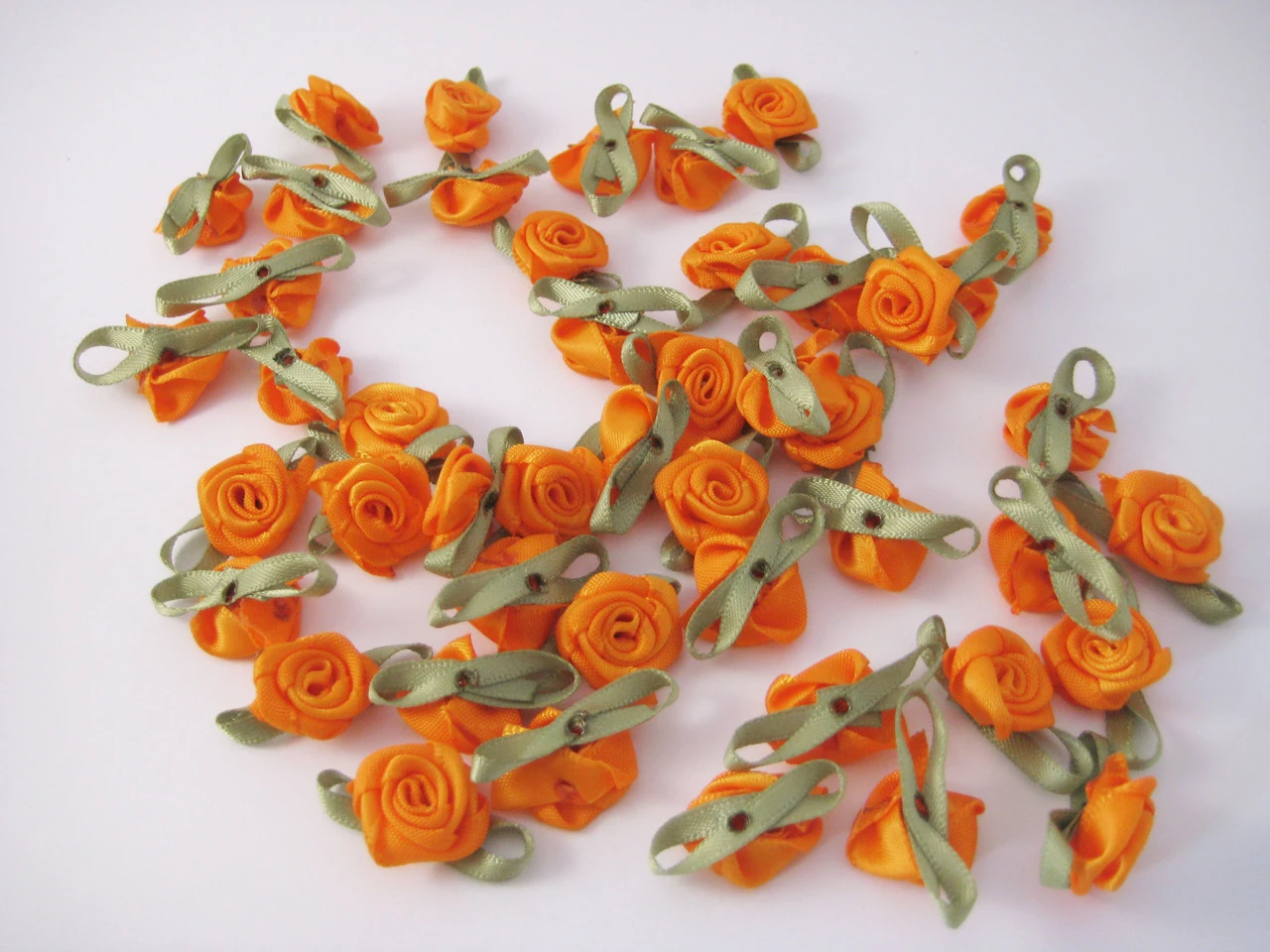 Квітка троянда пришивна, 15мм, Колір "оранжевий" - 2