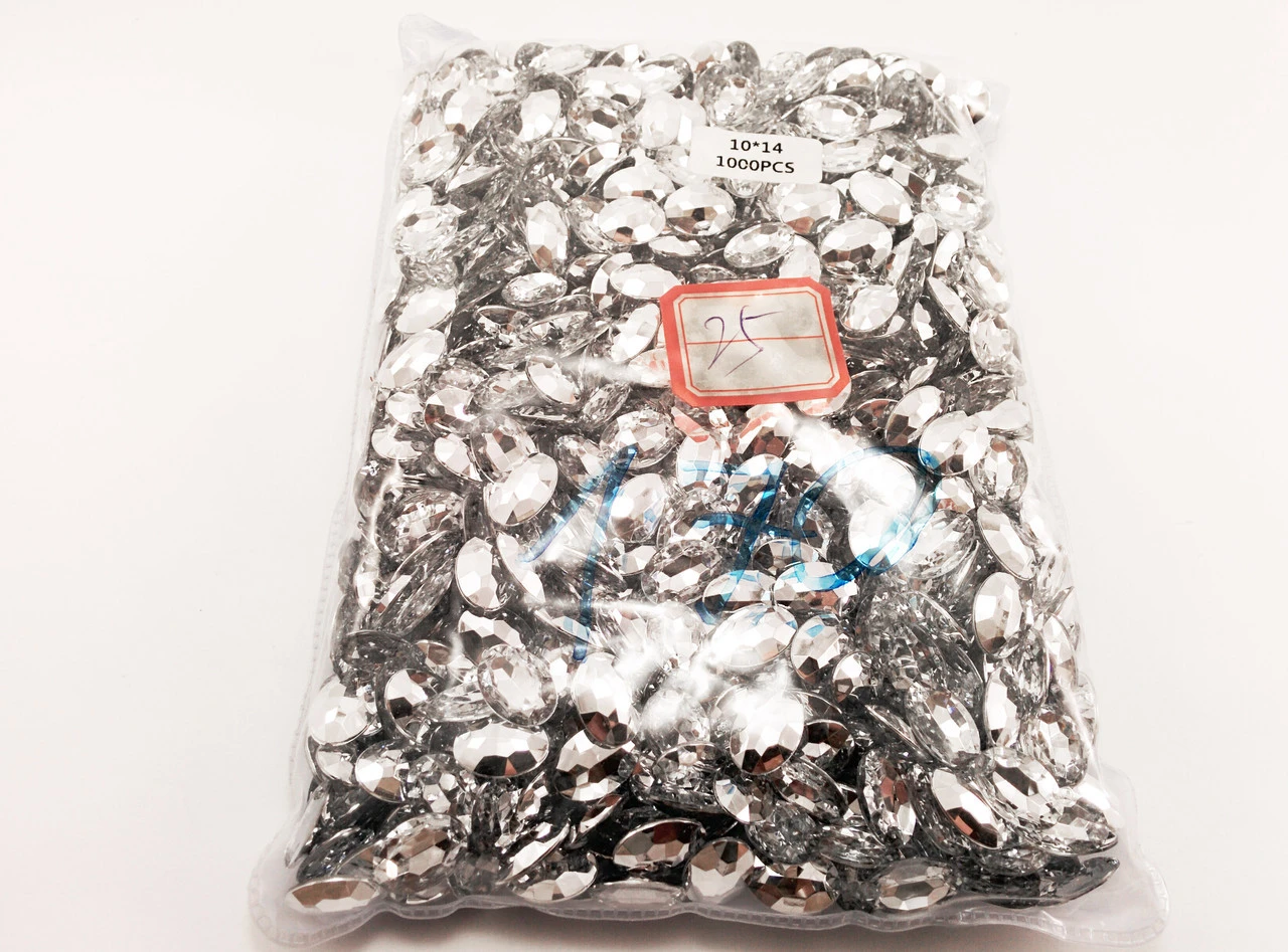 Стразы «Овал», 10х14мм, Цвет «прозрачный» - 2