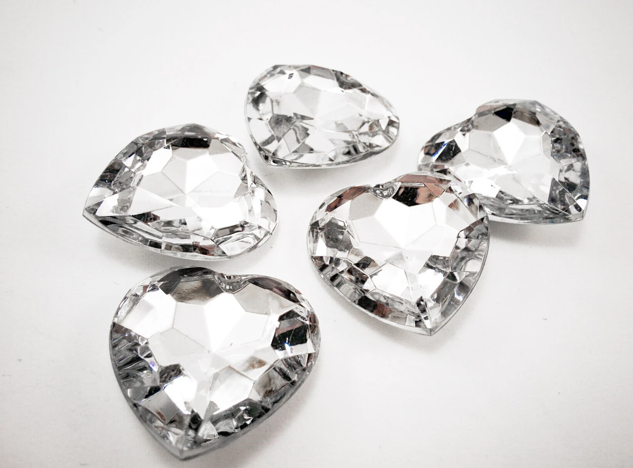 Стразы «Сердце», 27мм, Цвет «прозрачный»