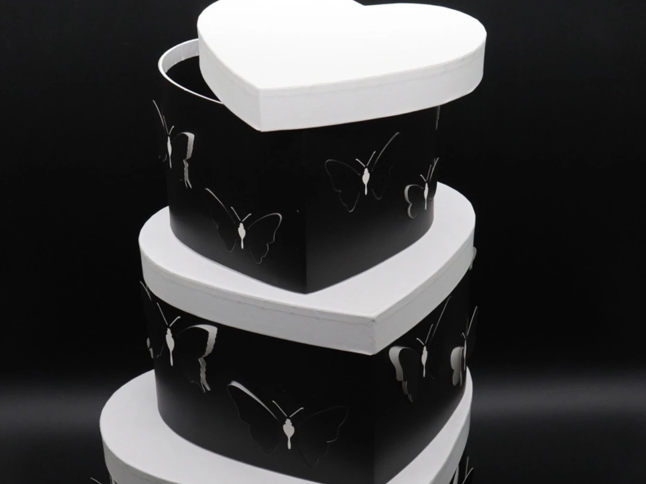 Коробка подарункова, Серце, 29х26х15см, Колір "чорний", 3шт