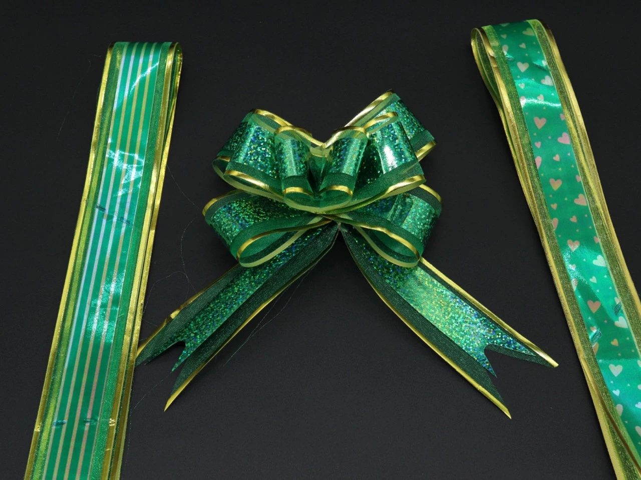 Бант подарунковий затяжний, 6х14см, Колір "зелений" - 2