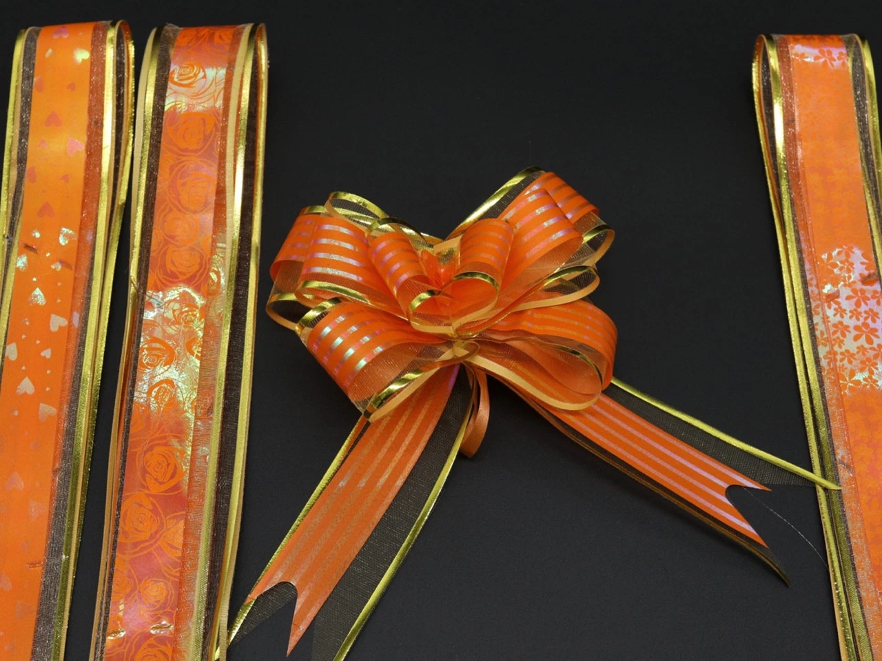 Бант подарунковий затяжний, 6х14см, Колір "оранжевий"