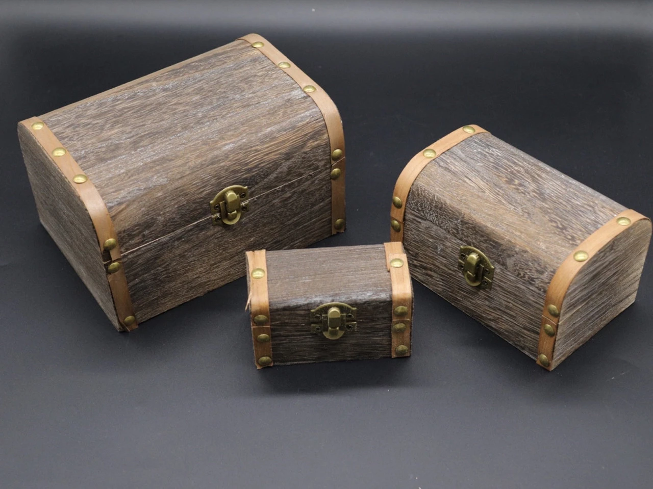 Скринька декоративна з дерева, під декупаж, 18х13х10см, 3шт, Колір "сірий"