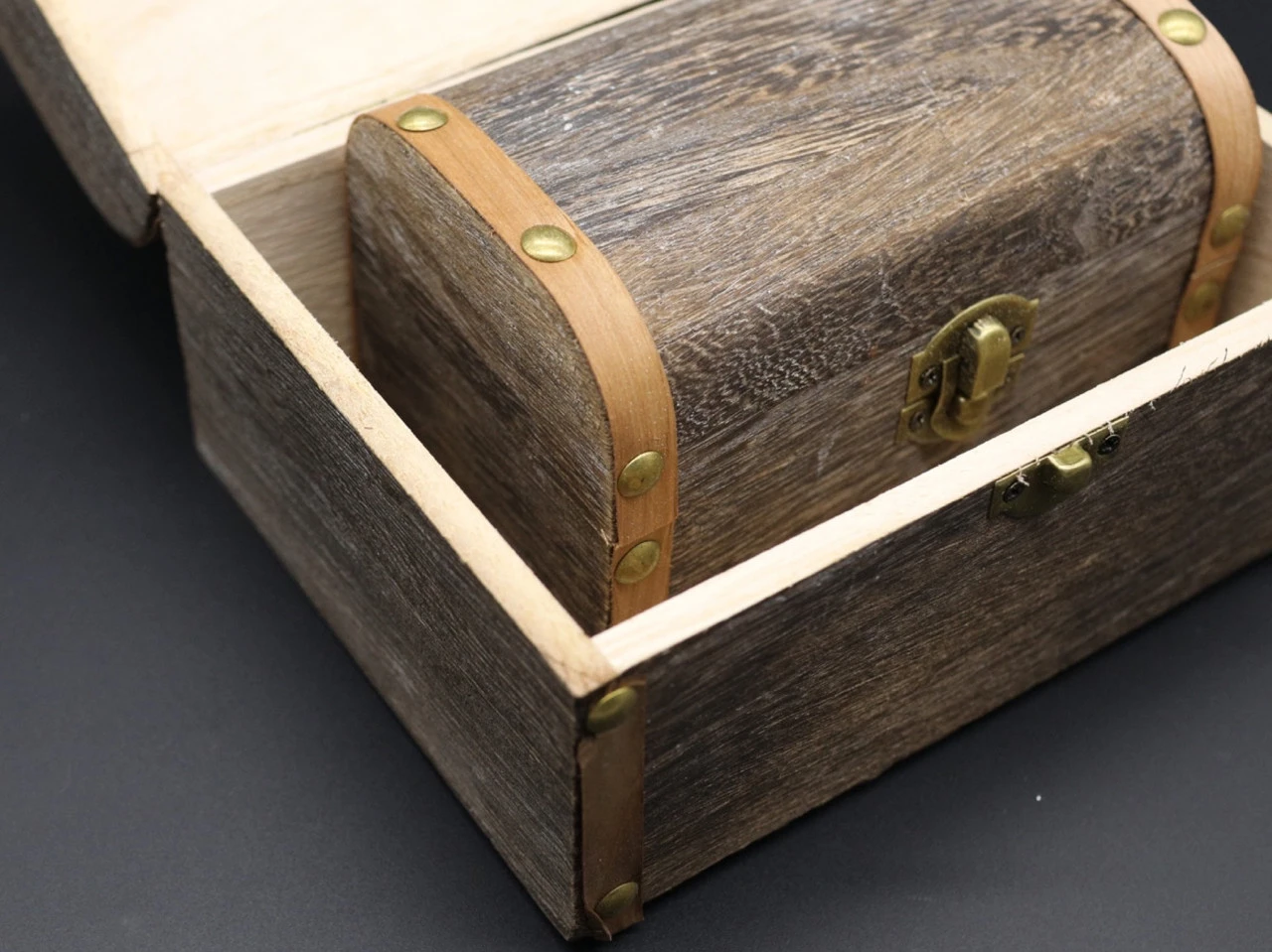 Скринька декоративна з дерева, під декупаж, 18х13х10см, 3шт, Колір "сірий" - 2