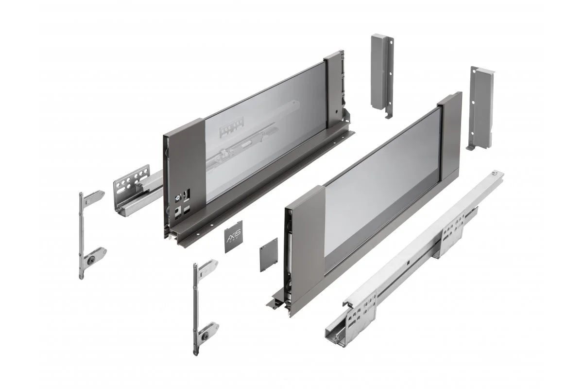 Выдвижная система GTV AXIS PRO l-450 мм высокий H-167 со стеклянными боковинами Графит