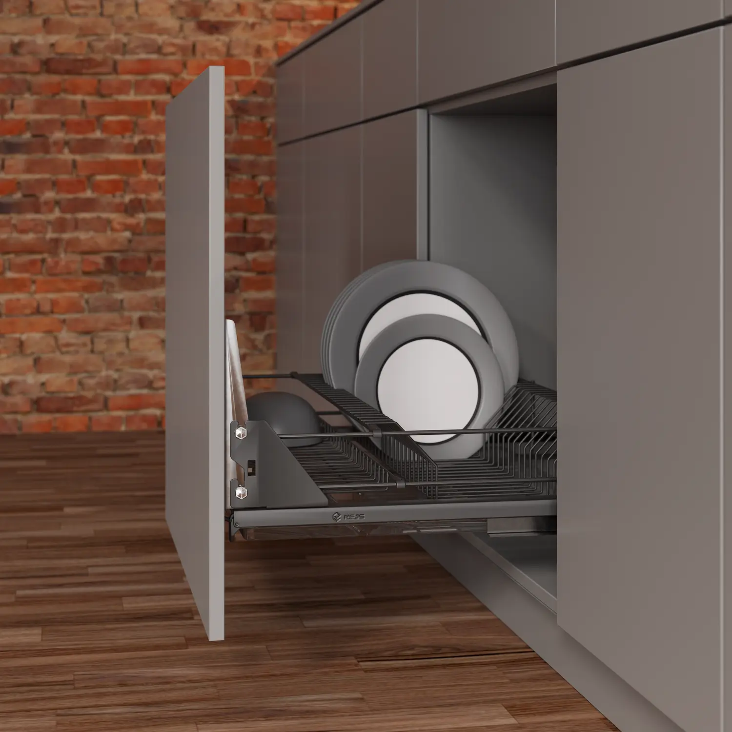 Шухляда висувна REJS висока з розділом для тарілок 600 L-450 повний висув графіт - 2