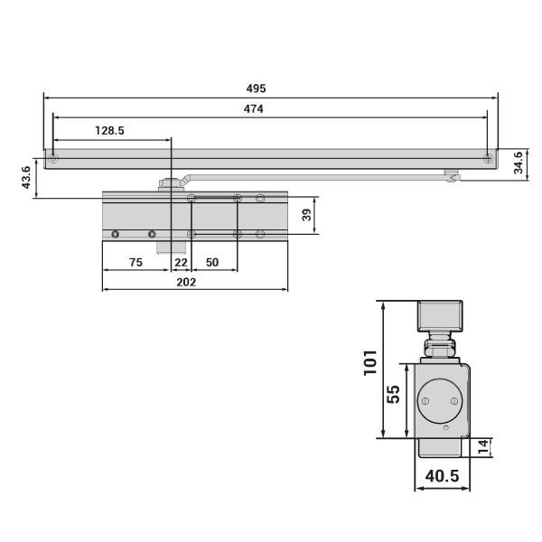 Дотягувач CISA C2011.03.0.97 Professional Plus2 SLD HO з фіксацією до 60 кг сірий - 9