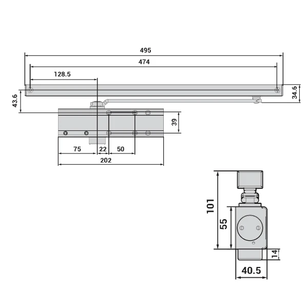 Дотягувач CISA C2011.03.0.97 Professional Plus2 SLD HO з фіксацією до 60 кг сірий - 18