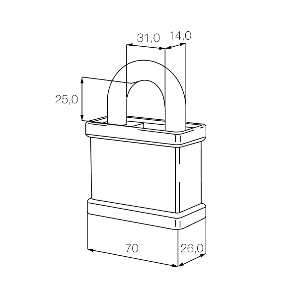 Замок навісний CISA 28050.70 (70 мм, 2 ключа) - 9
