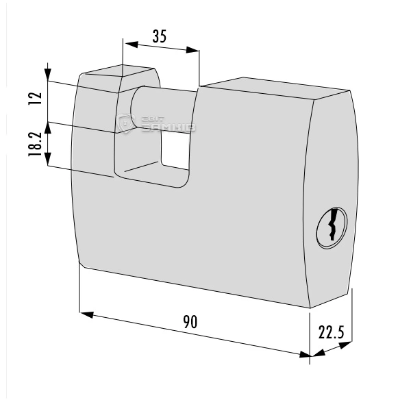 Замок навесной CISA LL 21610.90 (90 мм, 2 ключа) - 7