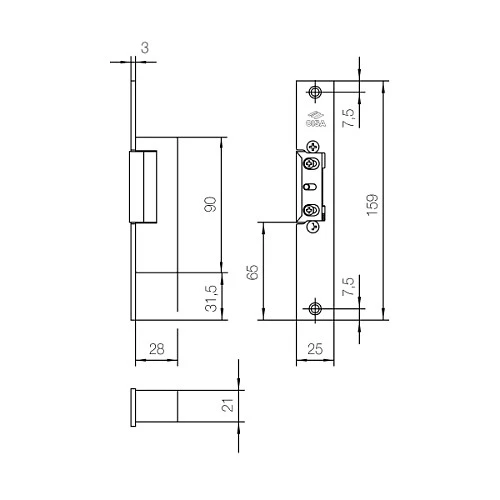 Електрозащіпка CISA 15005-07 НЗ-AЕ (без живлення замкнена) з короткою планкою сіра - 9