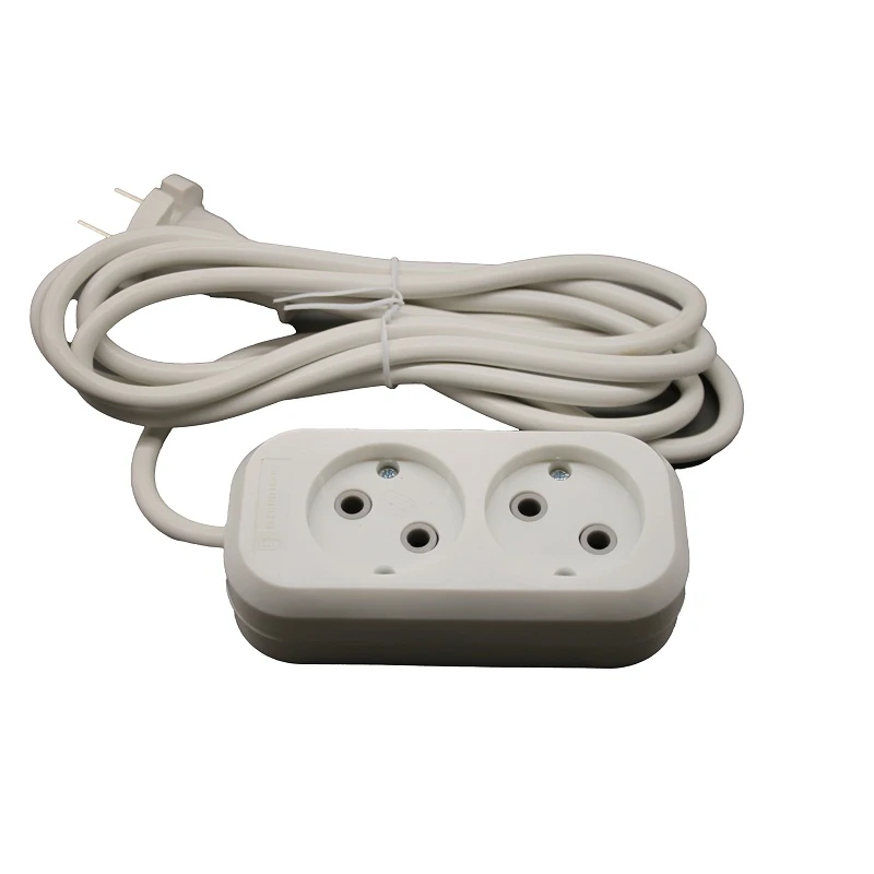 Удлинитель без заземления, 2 розетки, 5 м, белый