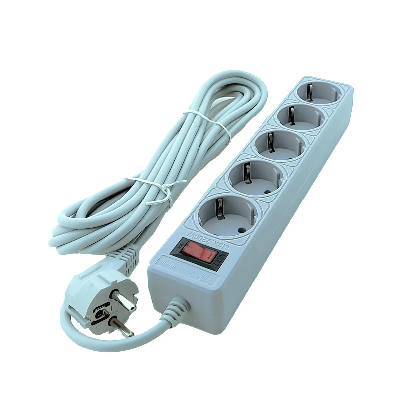 Мережевий фільтр із заземленням, 5 розеток, 5 м, сірий - 3