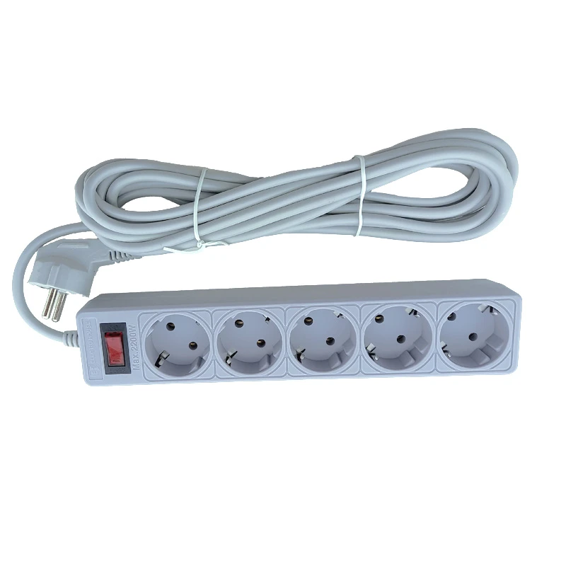 Сетевой фильтр с заземлением, 5 розеток, 5 м, серый - 2