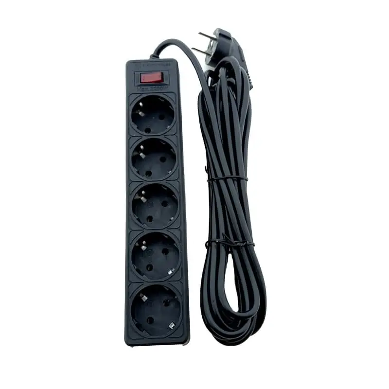 Сетевой фильтр с заземлением, 5 розеток, 5 м, черный - 3