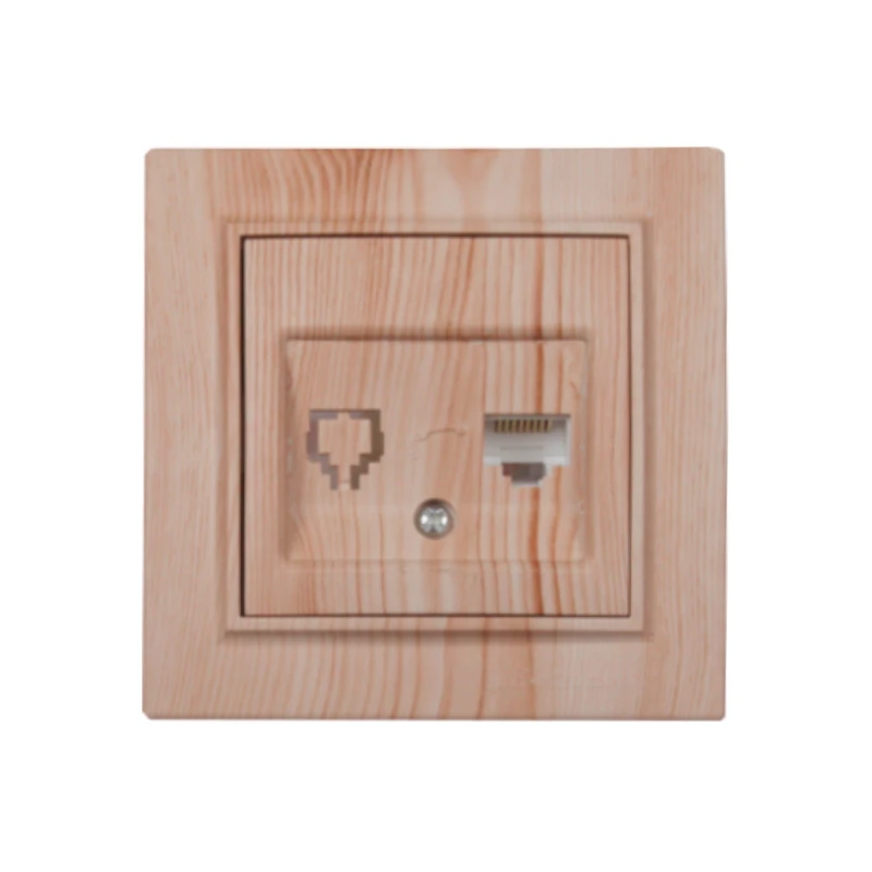 Комп’ютерна розетка 1х8P8C, світлий дуб