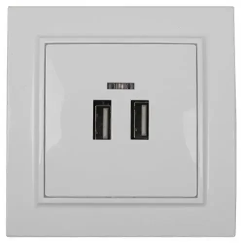 Встраиваемая розетка Enzo на 1x220V + 2xUSB, арт. EH-5320, Белый