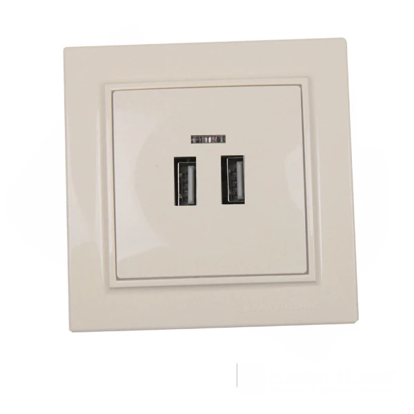 Встраиваемая розетка Enzo на 1x220V + 2xUSB, арт. EH-5320-LT, Латте