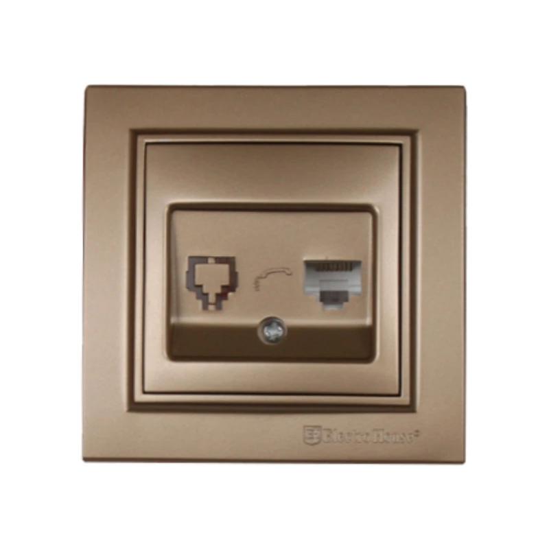 Комп’ютерна розетка 1х8P8C, золотий металік