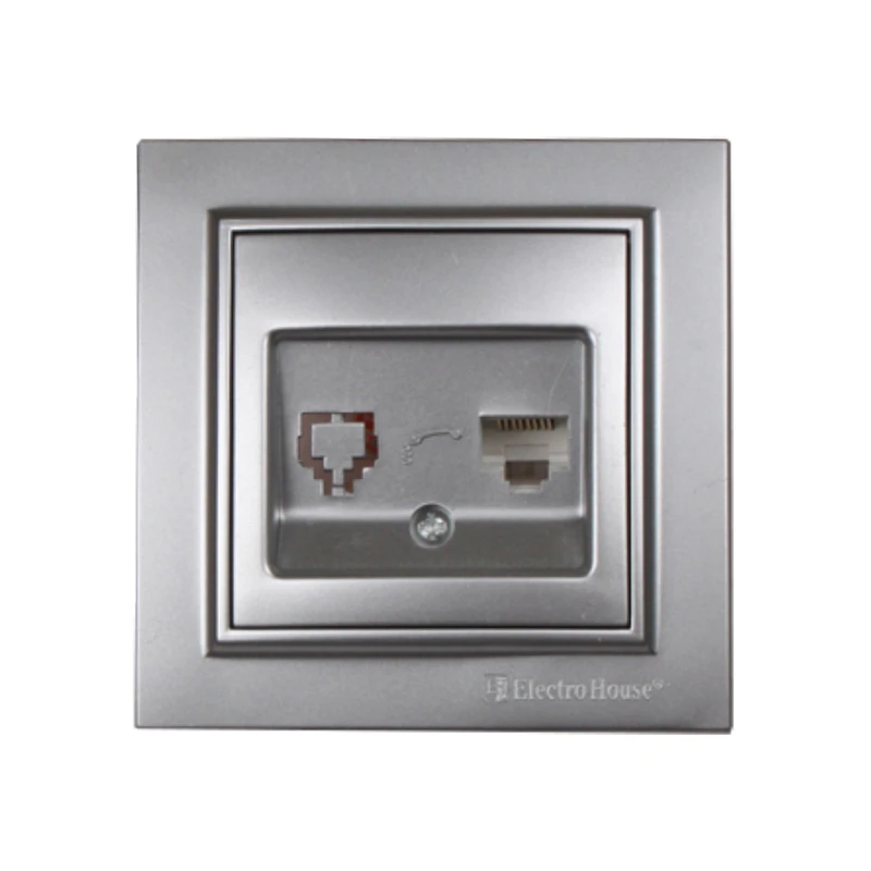 Комп’ютерна розетка 1х8P8C, сріблястий камінь